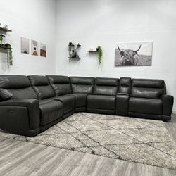Gray Sectional Leather Recliner Couch - Free Delivery 