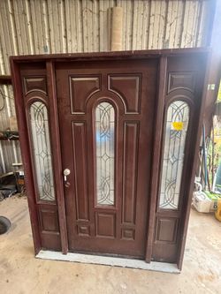 63 3/4" x 81 3/4" Fiberglass Front Doors with side lites RH