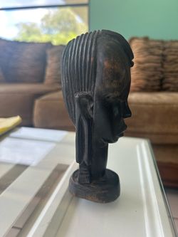 Vintage Hand Carved African Ebony Wood Bust – 6” – Signed