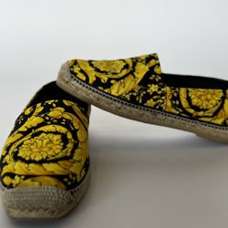 Versace Barocco Print Slip-On Espadrille Loafers