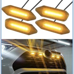 LED Grille Lights for 2019-2025 Toyota RAV4 Front Grill Light DRL Accessories (Amber, LE XLE Premium Limited)