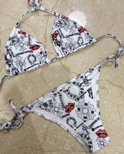 Brand New chrome heart swimsuit set