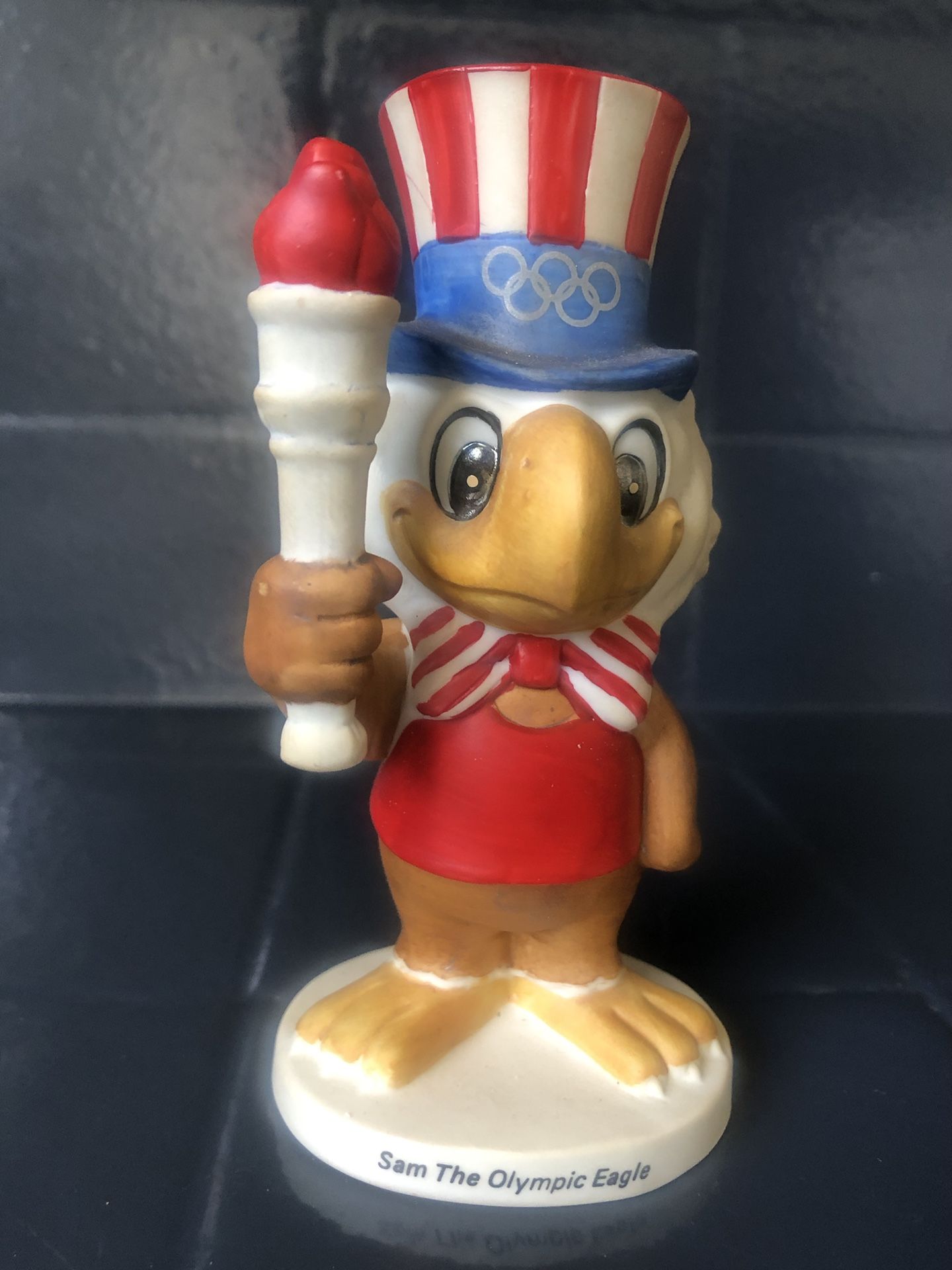 Sam the Olympic Eagle 1980 Los Angeles Pre Olympics Ceramic figure Vintage.