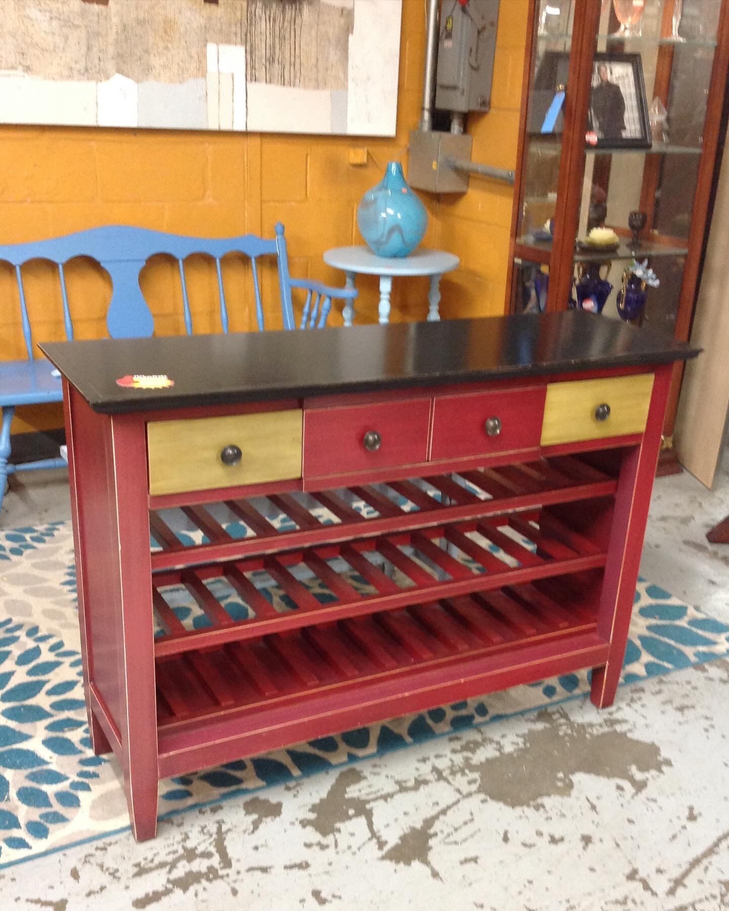 Three Drawer Pier 1 Kitchen Wine Rack With Storage For Sale