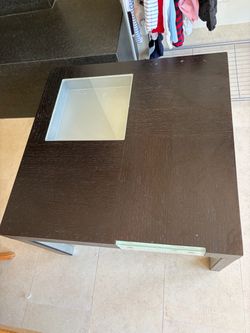 Modern black/brown square coffee table with glass