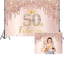 50 and Fabulous Backdrop 10x8