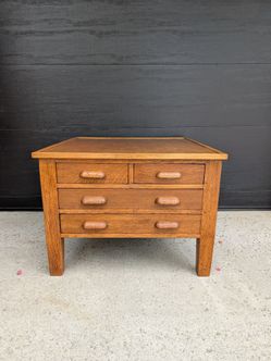 Vintage Oak Coffee Table with Drawers