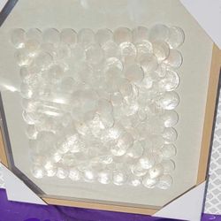 Shell Geometric Handmade Overlapping Shells Shadow Box with Canvas Backing Set of 2 Cream (**NEW**) 