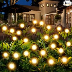 6 pack +2 pack URAGO Solar Garden Lights, New Upgraded 8  Pack Solar Powered Firefly Lights, Sway by Wind, Solar Outdoor Lights Waterproof, 48 LED Sta