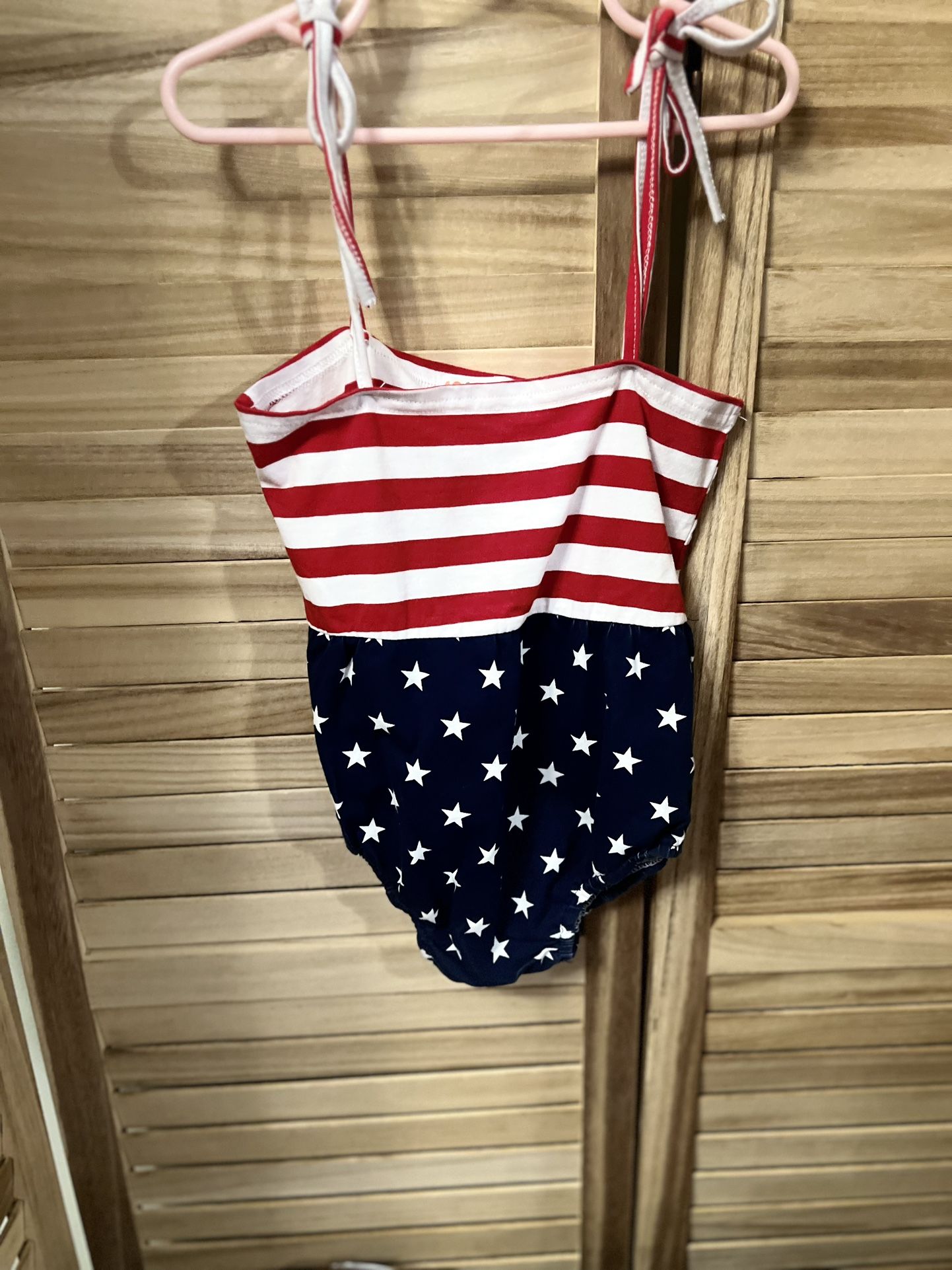 Toddler Girl Spaghetti Strap Patriotic Romper