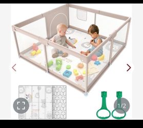 Baby Playpen,Playpen, Playpen For Babies And Toddlers, Play Pen For Kids, Play Pens For Babies And Toddlers For Apartment (47 * 47 Inch Grey With Mat)