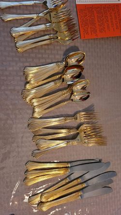 24 karat gold plated flatware Sonata style by Estia