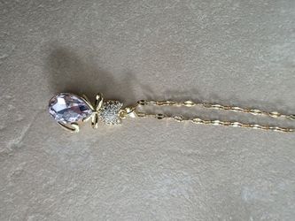 Newly Crafted Pink Crystal and Blingy Cat Necklace