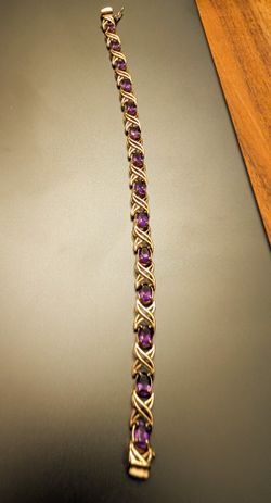 Real 14k Gold w Amethyst Bracelet