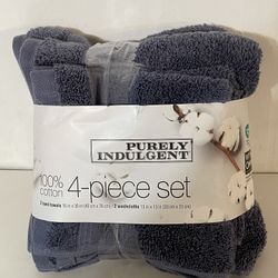Cotton Hand And Washcloths In Blue Never Used