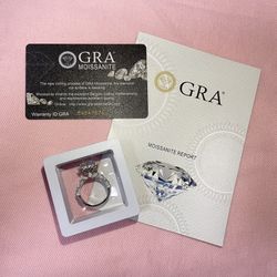 New Moissanite  Engagement Ring 3CT Sterling Silver With Certificate  Size 7   