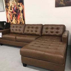 Genuine Brown Leather L Shape Sectional Couch 🌟 Showroom Available 👍 Financing Available ✅