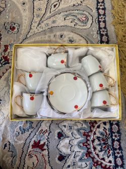 White Porcelain Coffee Cup and Saucer Set