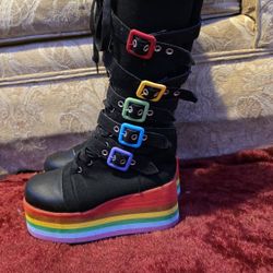 Women's Rainbow Pride Parade Platform Boots