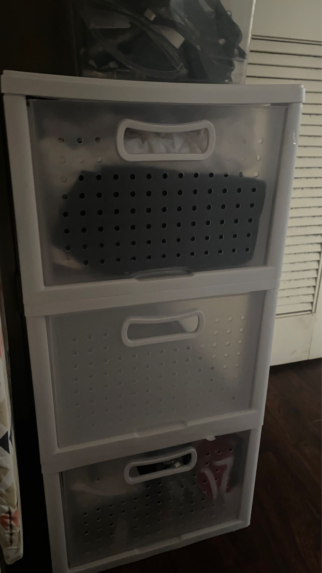 White 3 draw storage bin