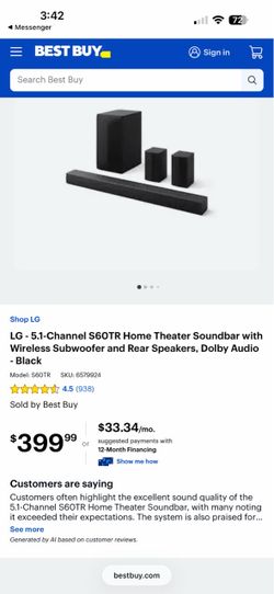 Brand new LG - 5.1-Channel S60TR Home Theater Soundbar