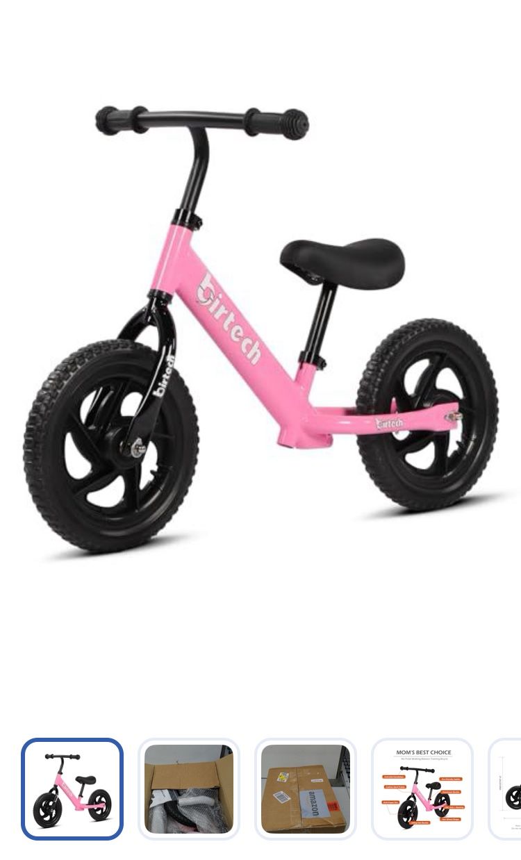 Birtech 12 Inch Toddler Balance Bike for Kids 2-6 Years Old, Pink
