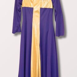 Women's Praise Cross Long Praise Dress - Deep Purple/Gold $25