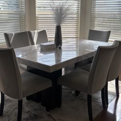 ✨ Modern Marble Dining Table Set – Seats 6 ✨