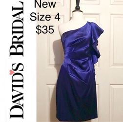 David’s Bridal One Shoulder Purple Dress Size 4