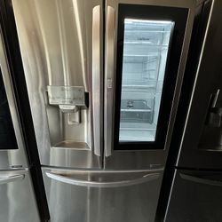 LG 3 Door Stainless Steel Refrigerator Instaview  36 Inch Wide 