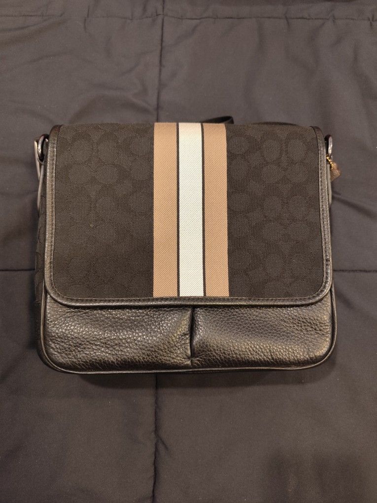 COACH Crossbody Map Bag Signature Jacquard With Varsity Stripe