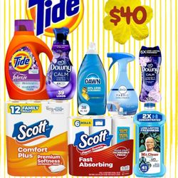 LARGE TIDE LAUNDRY Detergent Household Mr Clean Febreze Downy Paper Towels BUNDLE 🔥