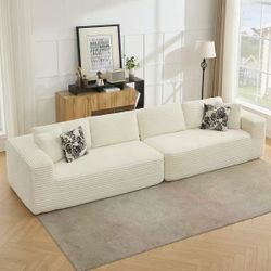 140" Modular Compression Sectional Sofa, Oversized L-Shaped Design with Deep Seat & 4 Pillows, Uphol