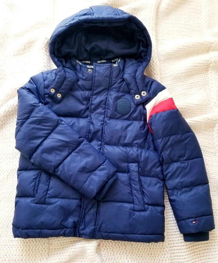 Tommy Hilfiger Puffer Jacket Coat Boys Size 6-7 Navy Blue Hilfiger