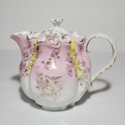 Antique Creamer with Lid Ruffled Top Pink