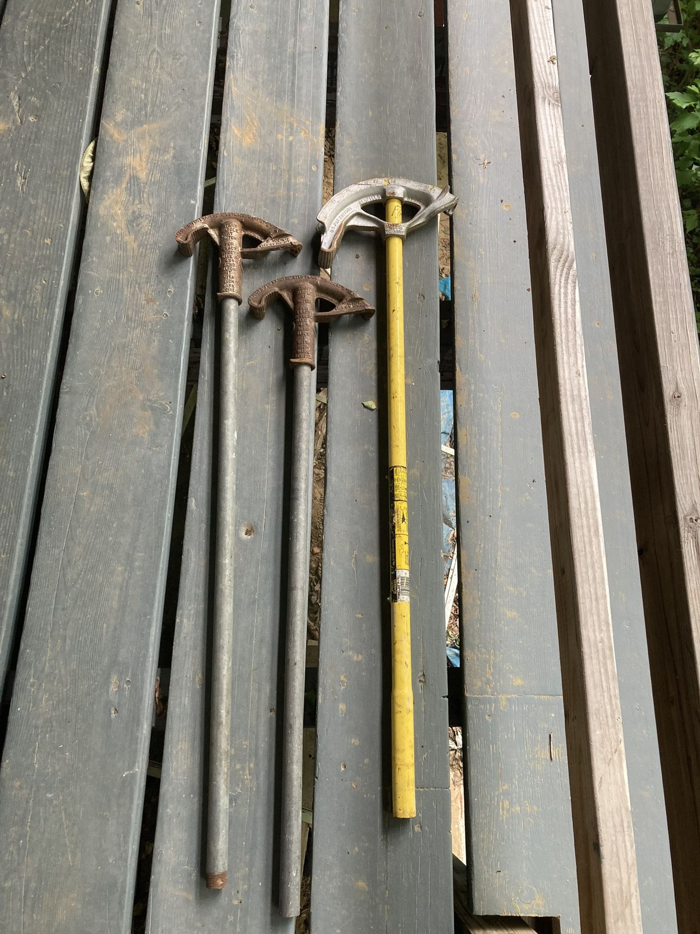 Two 1/2” Electrical Conduit Benders and One 3/4” Conduit Bender