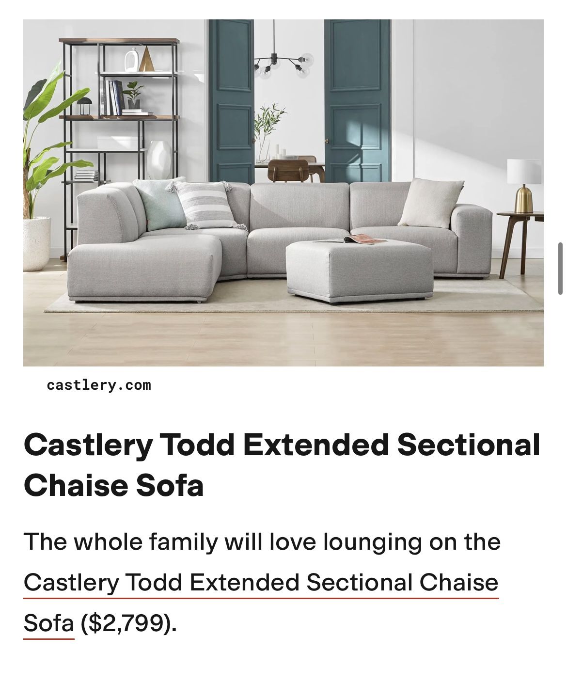 Castlery Todd Extended Sectional Chaise Sofa