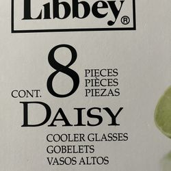 8 Pieces Daisy Design Cooler Glasses, Libbey Brand, $15