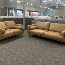 Modern Camel Sofa And Love Seat 