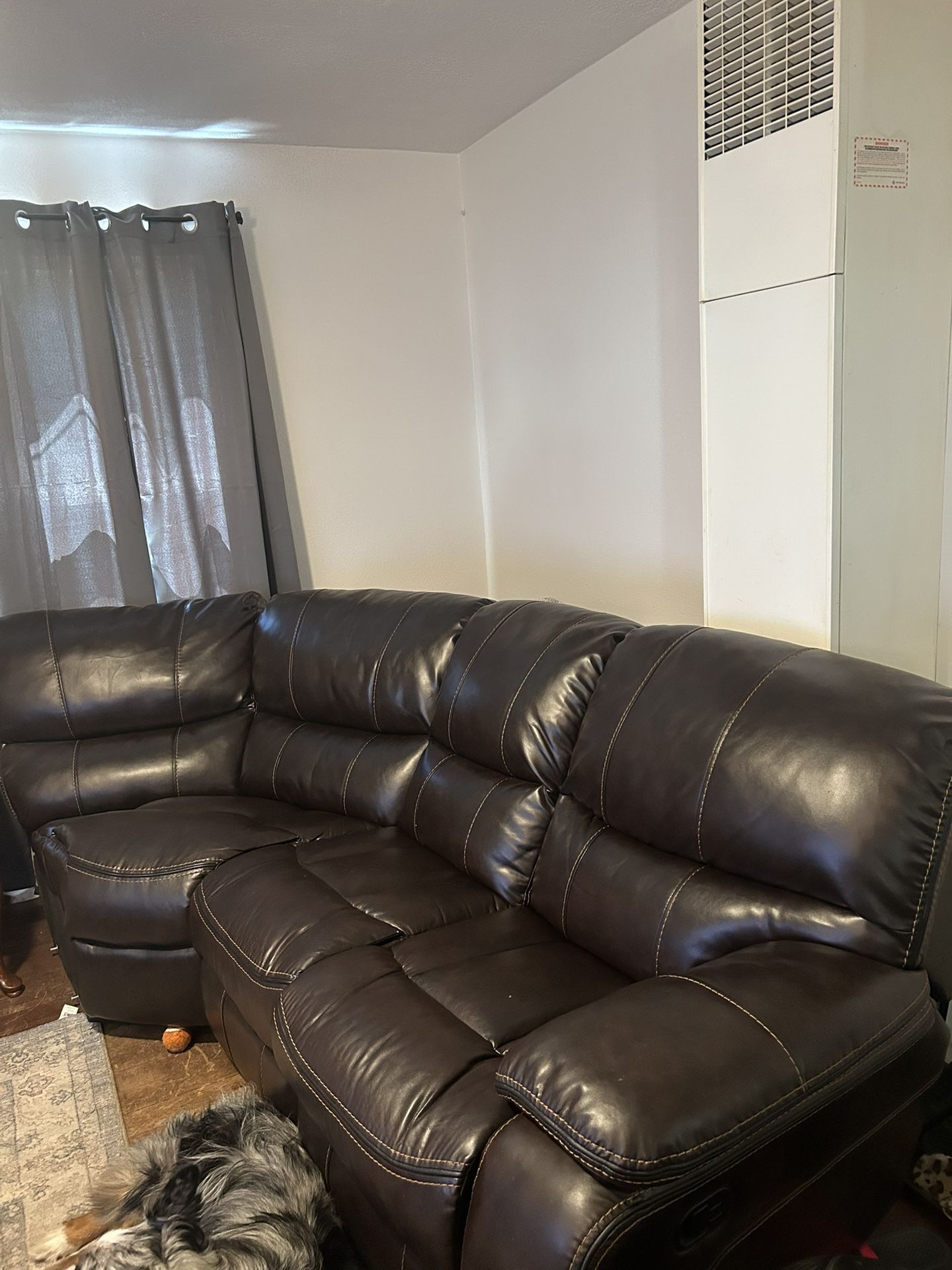 Free Plush Reclining Brown Leather Sectional L Couch