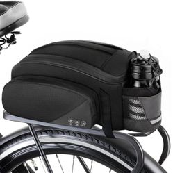 (20009) Bike rear Rack Bag,12L Bike Trunk Bag Waterproof, Bicycle Pannier Bag, Multi Pockets Cycling Rear Seat Storage Bag , Bike Bag for Rear Carrier