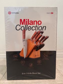 Brand New Yotsuba Milano 8-Piece Japanese Kitchen Knife Set & Wood Block⁠