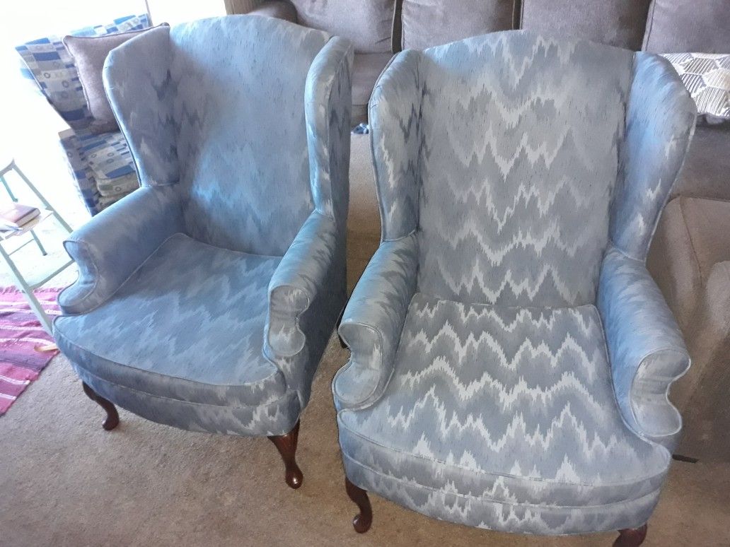 Blue Wing Back Chairs