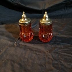 Amber Antique Salt And Pepper Shakers