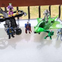Batman Action Figures Mixed Toy Lot and Vehicles