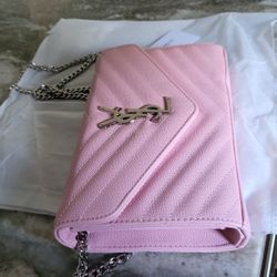 Yves Saint Laurent Shoulder Bag Leather Pink 