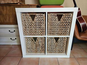 Shelf with wicker baskets