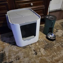 Modkat Cat Litter X Large Box With Scoop And Inner Liner & Petory Automatic Cat Feeder