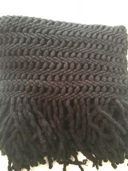 Super soft Black infinity scarf w/fringe