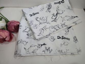 Robert Kaufman Celebrate Seus. Dr. Seuss Black and White Character Fabric.